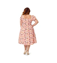 Unique Vintage Plus 1940s Sweetheart Button Front Swing Dress
