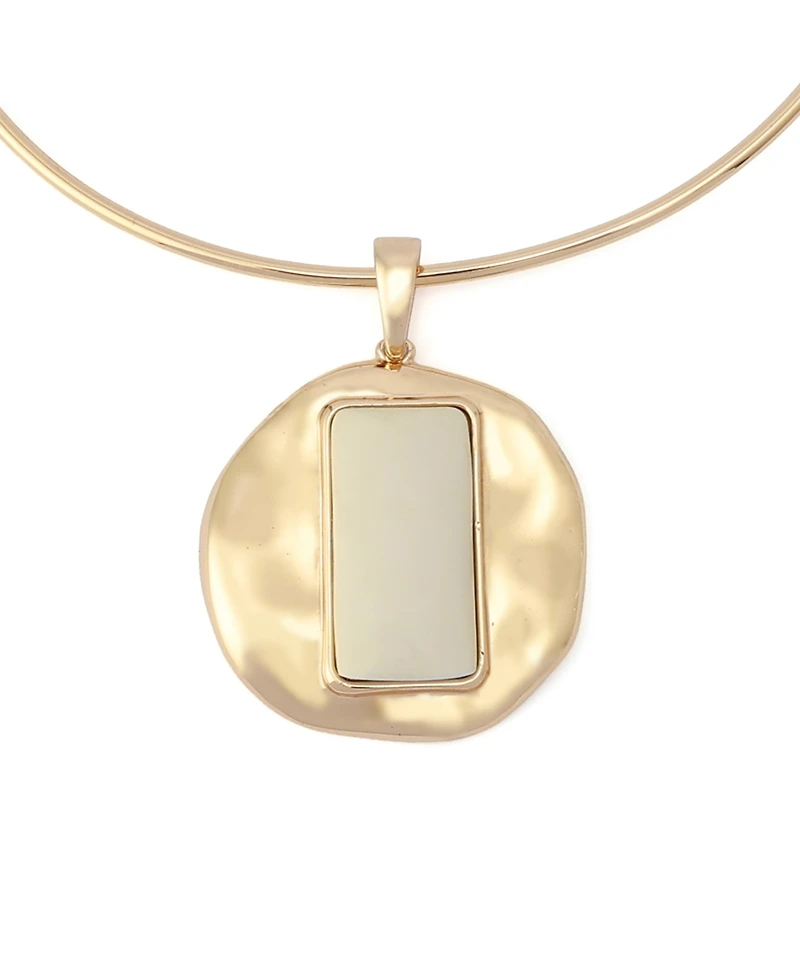 Robert Lee Morris Soho Ivory Molten Disc Statement Pendant Wire Necklace