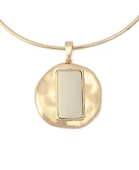 Robert Lee Morris Soho Ivory Molten Disc Statement Pendant Wire Necklace