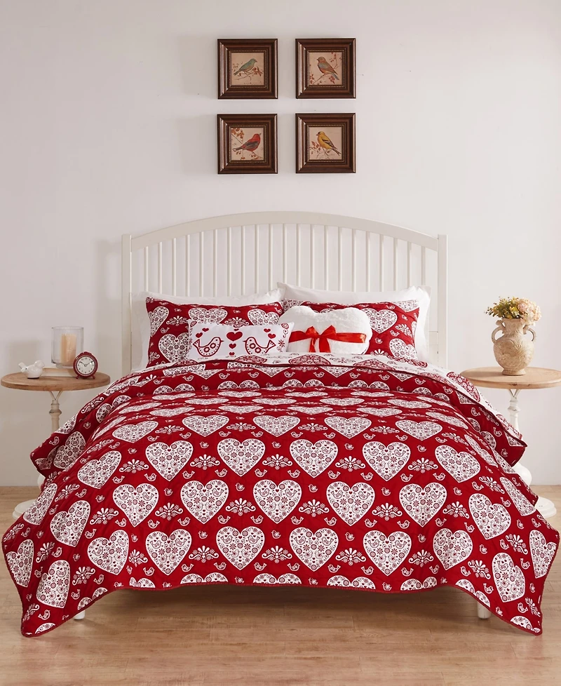 Greenland Home Fashions Lovebirds Woven Matelasse 2-Pc. Coverlet Set, Twin
