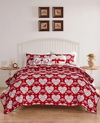Greenland Home Fashions Lovebirds Woven Matelasse 2-Pc. Coverlet Set, Twin
