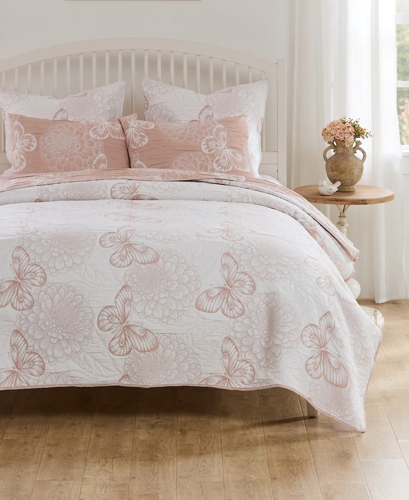 Greenland Home Fashions Mariposa Dahlia Matelasse 3-Pc. Coverlet Set