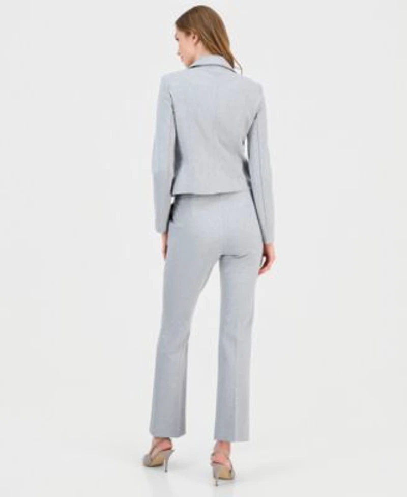 Anne Klein Womens Notched Collar Knit Moto Jacket High Rise Pull On Bootcut Pants