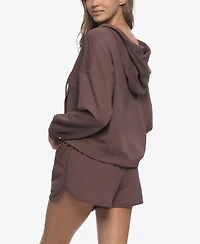 Felina Women's Regular Kimora French Terry Hoodie Sweatshirt with Shorts
