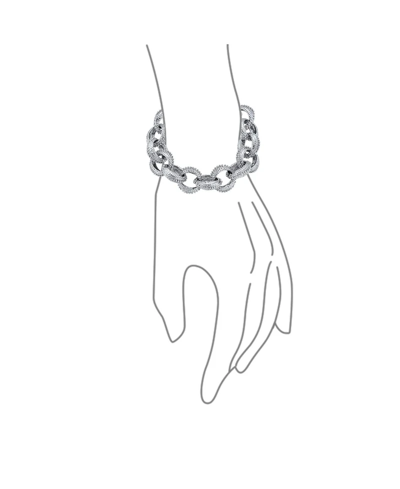 Bling Jewelry Set of 2 Large Oval Links Chunky Chain Link Bracelet Toggle Clasp Gold Plated