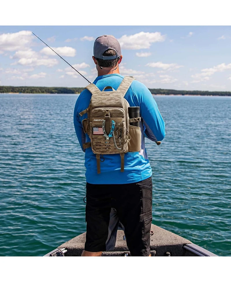 Fishing Tackle Backpack with Rod & Gear Holder, Lightweight Fishing Tackle Storage Bag with Protective Rain Cover