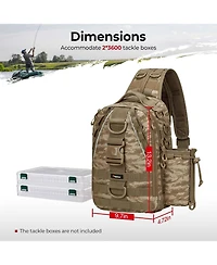 Fishing Backpack with Rod Holder, Lightweight Sling Bag Storge Gear and Equipment