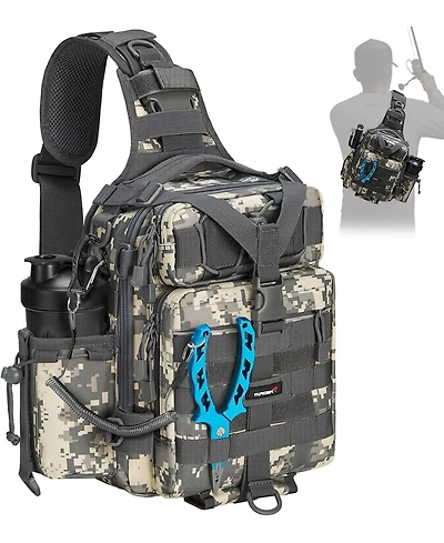 Fishing Backpack with Rod Holder, Lightweight Sling Bag Storge Gear and Equipment