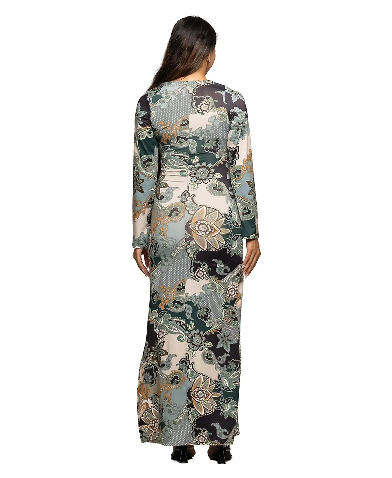 24seven Comfort Apparel Women's Maternity Long Sleeve Maxi Dress