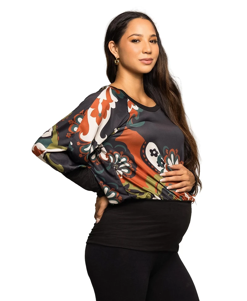 24seven Comfort Apparel Women's Maternity Scoop Neck Top
