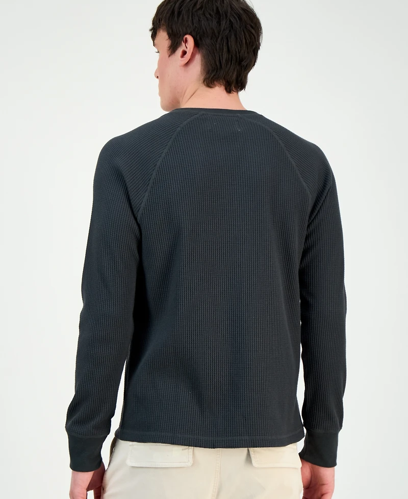 Sun + Stone Men's Thermal Waffle-Knit Henley Shirt, Macy's Exclusive