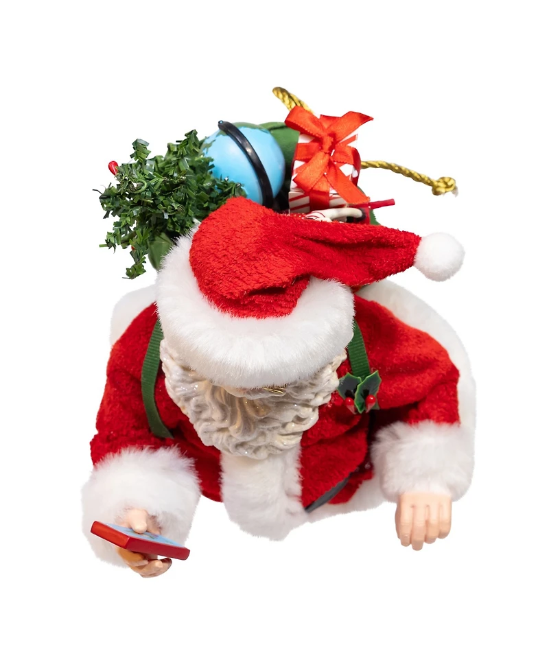 Kurt Adler 10.5-Inch Fabriche Santa with Luggage, 2-Piece Set
