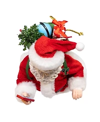 Kurt Adler 10.5-Inch Fabriche Santa with Luggage, 2-Piece Set