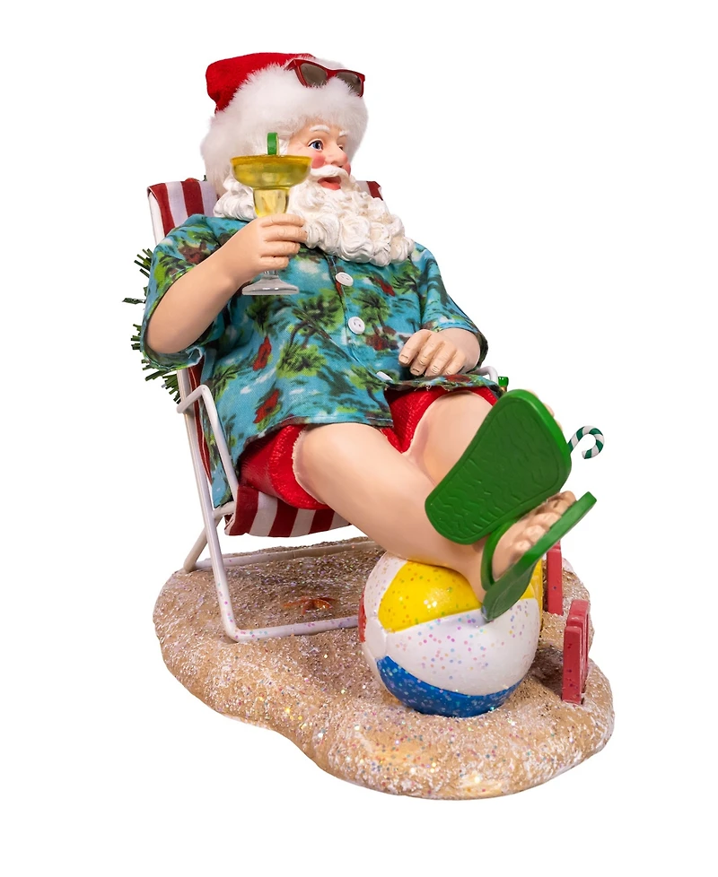 Kurt Adler 8.5-Inch Fabriche Santa Sitting on Beach Chair