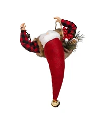 Kurt Adler 12-Inch Standing Christmas Santa with Plaid Shirt, Sack and Lantern