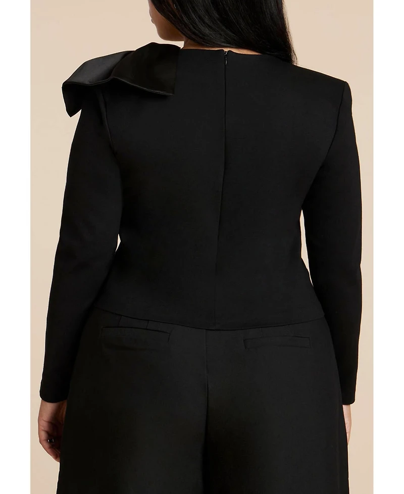 Eloquii Women's Strong Shoulder Top With Bow