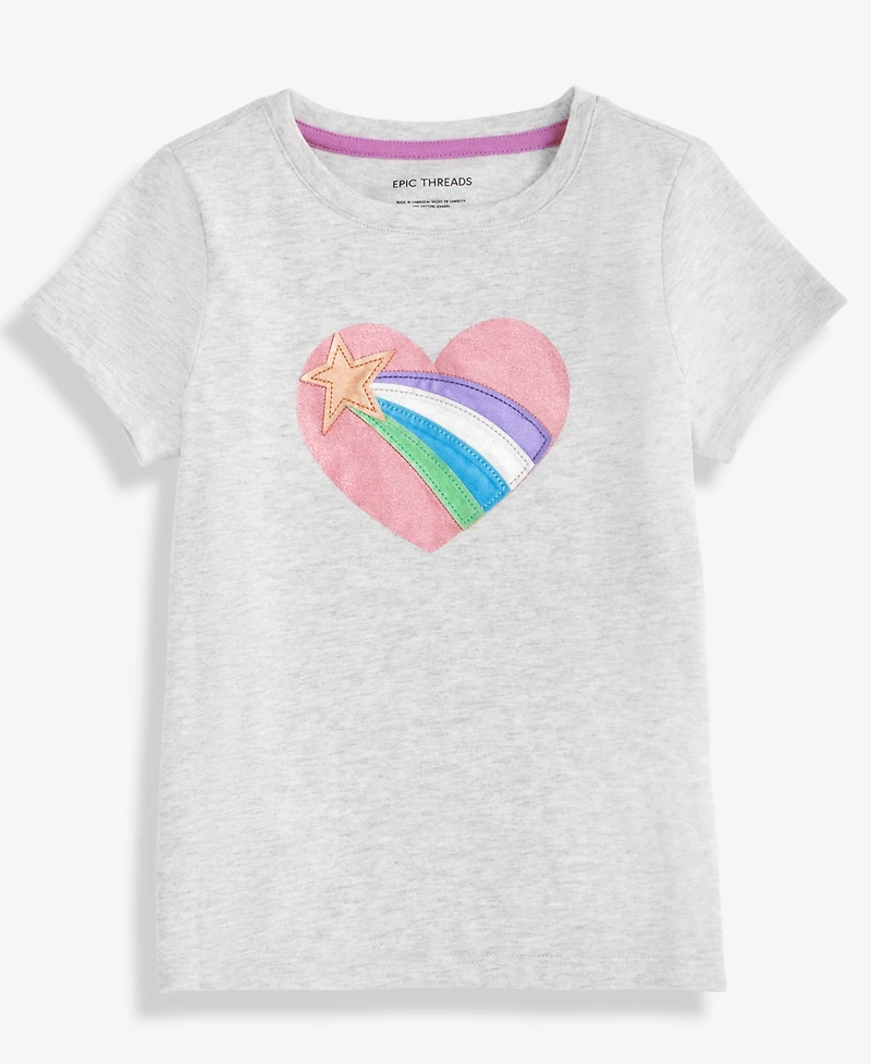 Epic Threads Girls Toddler 2T-4T Metallic Heart Short-Sleeve T-Shirt, Macy's Exclusive