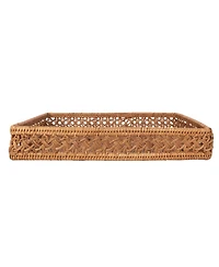 Artifacts Rattan Seca Design Rectangular Tray 17" With Glass Insert