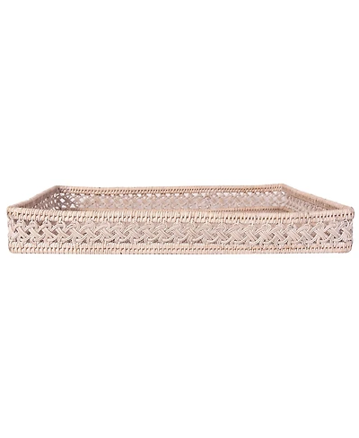 Artifacts Rattan Seca Design Rectangular Tray 21" With Glass Insert