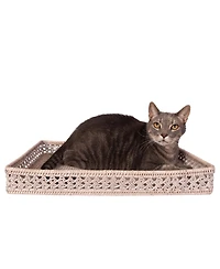 Artifacts Rattan Seca Design Rectangular Tray 21" With Glass Insert