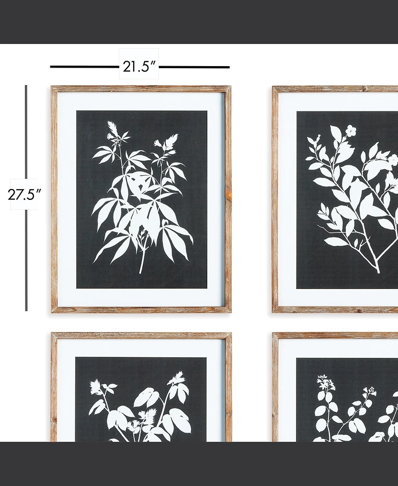 Monochrome Botanical Prints Set of 4