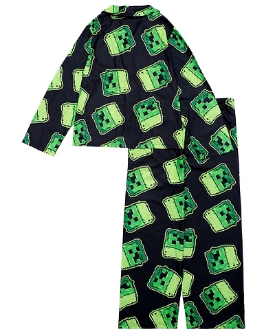 Minecraft Boys 6-12 2-Piece Printed Notch Collar Shirt and Pants Pajama Set