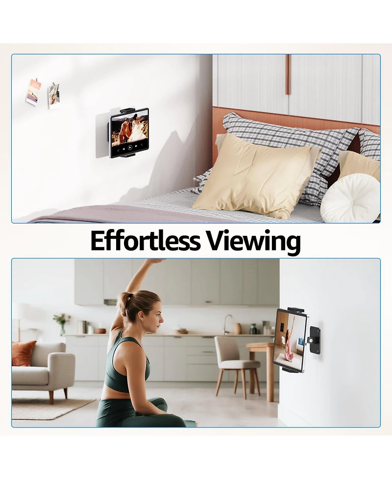 Urmust Tablet Wall Mount Holder, 360° Adjustable, for 4.7-13" Devices, Aluminum Wall Phone Holder, ipad Wall Mount for Home Office & Public