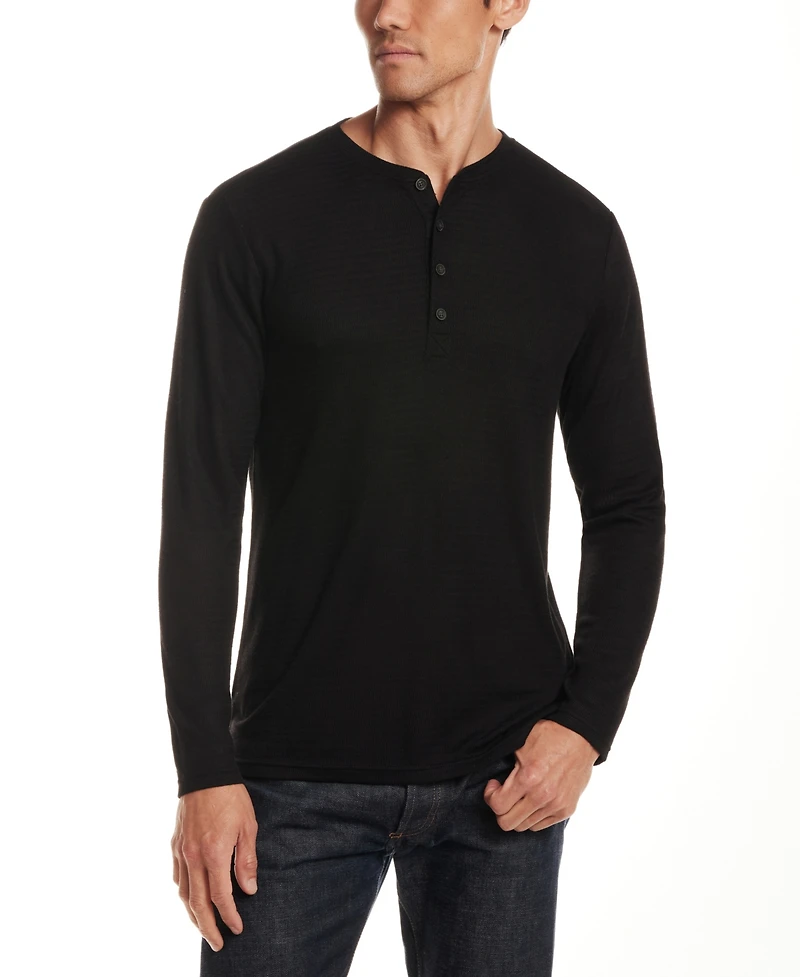 Vintage & Black Men's Long Sleeve Henley Neck T-Shirt