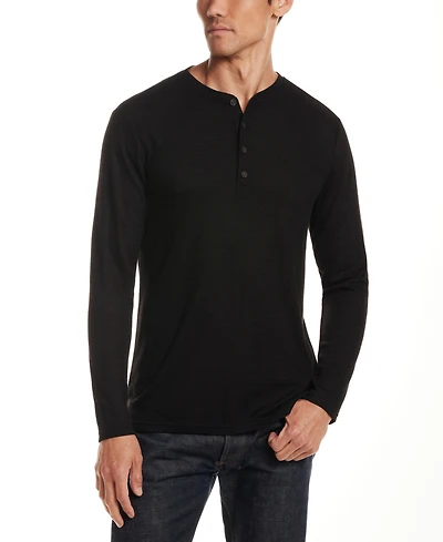 Vintage & Black Men's Long Sleeve Henley Neck T-Shirt