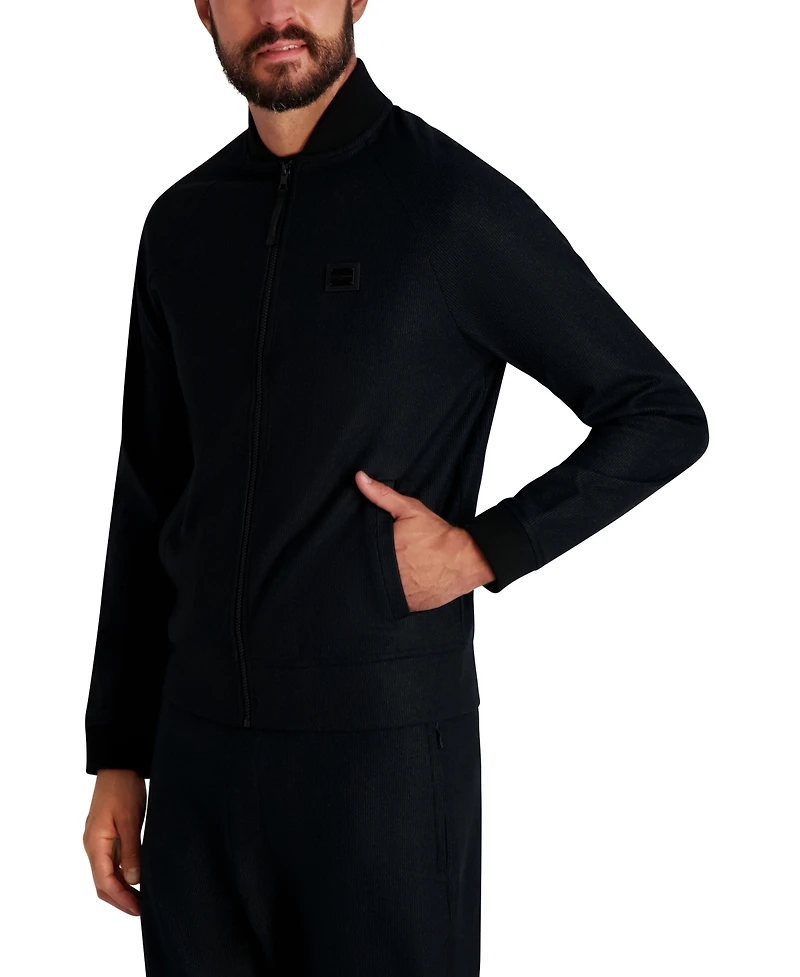 Karl Lagerfeld Paris Men's Logo Patch Track Bomber Jacket