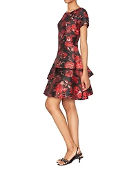 White Tie by Shani Women's Boat Neck Tiered Dress