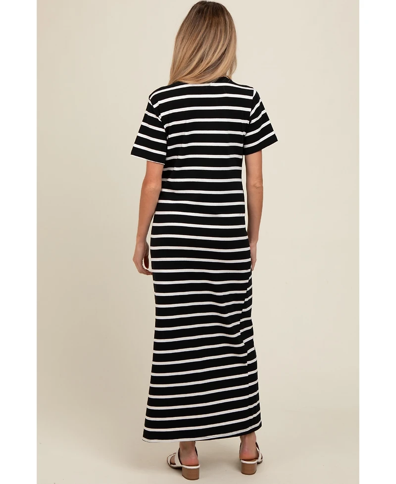 Pinkblush Maternity White Striped Side Slit Maxi Dress