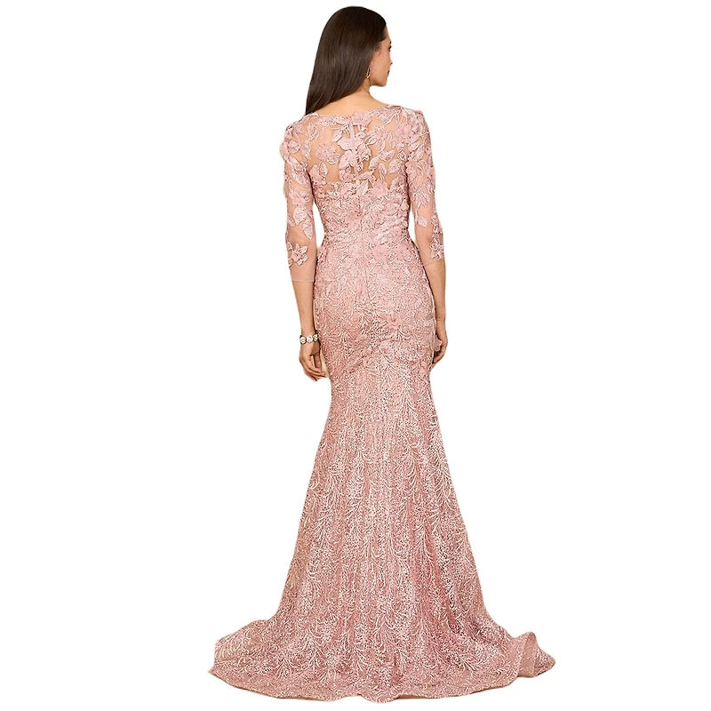 Lara Women's Short Sleeve Lace Mermaid Gown