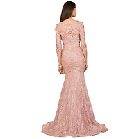 Lara Women's Short Sleeve Lace Mermaid Gown