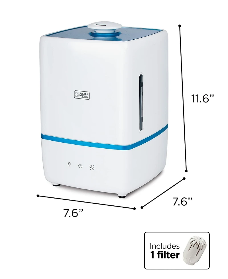 Black & Decker 5L Ultrasonic Humidifier Cool & Warm Mist - White