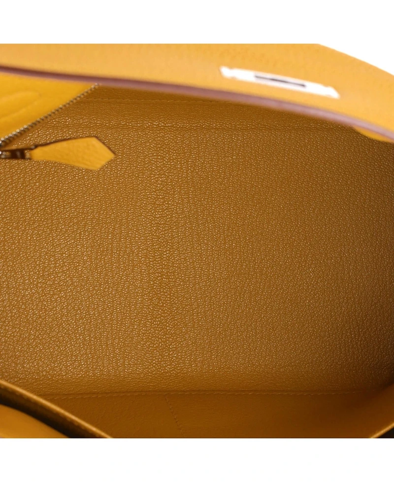 Pre-Owned Hermes Kelly 28 Handbag Yellow Togo with Palladium Hardware