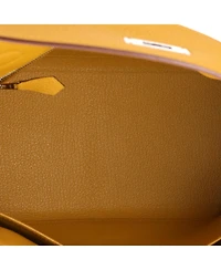 Pre-Owned Hermes Kelly 28 Handbag Yellow Togo with Palladium Hardware