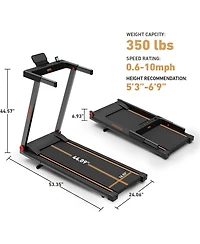 DeerRun Folding Treadmill，Powerful 3.5 Hp motor supports up to 350 lbs. With 5% incline, app control, and compact foldable design for effective
