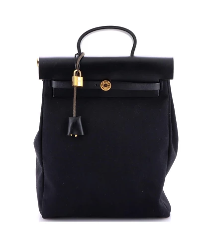 Pre-Owned Hermes Herbag A Dos Zip Backpack Toile and Leather
