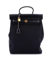 Pre-Owned Hermes Herbag A Dos Zip Backpack Toile and Leather