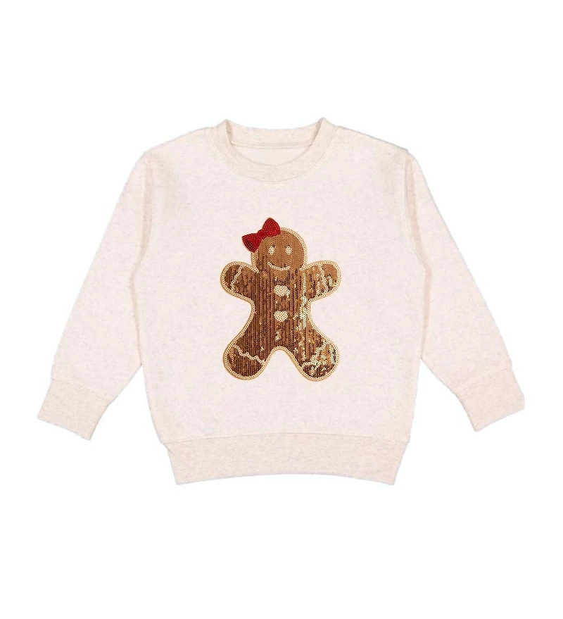 Sweet Wink Baby Girls Gingerbread Sequin Patch Christmas Sweatshirt