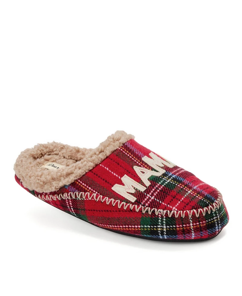 Dearfoams Women's Mama Bear Plaid Clog Slipper