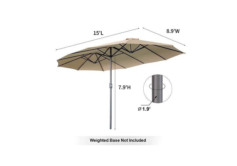 Aecojoy 15x9ft Double-Sided Patio Umbrella