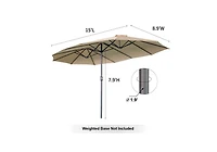 Aecojoy 15x9ft Double-Sided Patio Umbrella