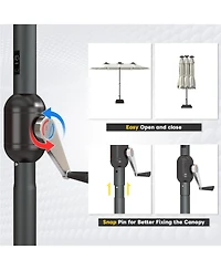 Aecojoy 15ft Patio Double-Sided Umbrella, 156 Pcs Solar Led Light Outdoor Large Umbrella