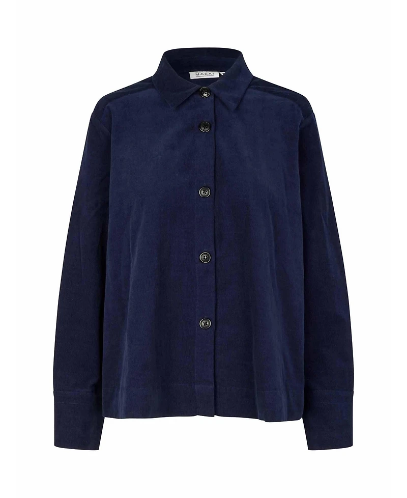 Masai Copenhagen Women's Long Sleeve Collared Velvet Shirt