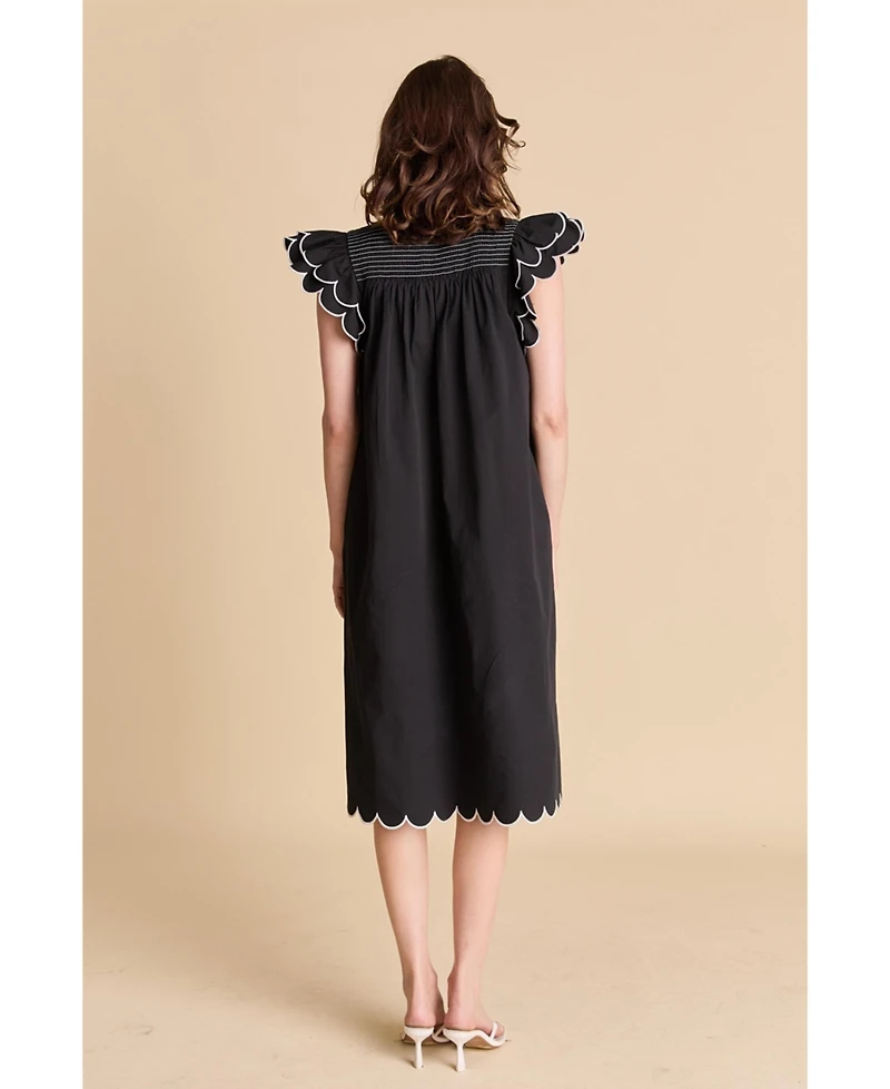 English Factory Women's Scallop Midi Dress