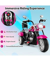 Gymax 6V Electric Kids Motorcycle 3-Wheel Ride On Toy w/ Adjustable Headlight
