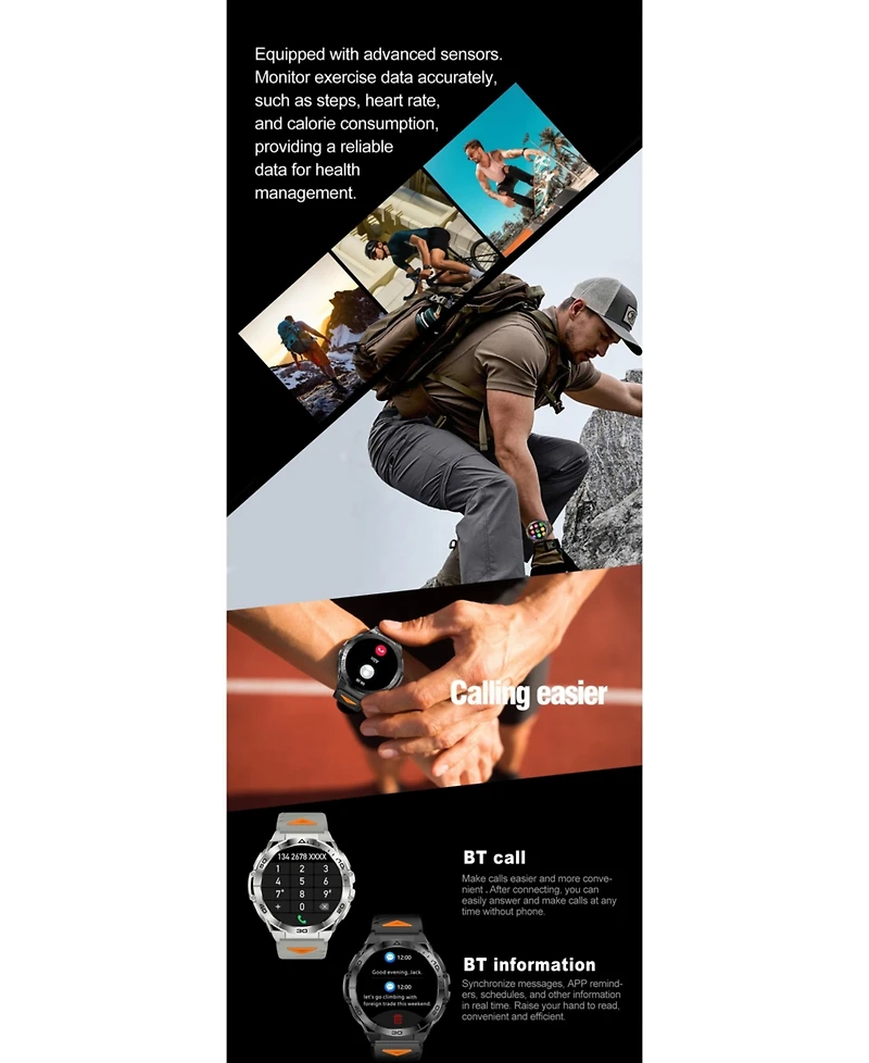 Ruxing Smart ToughArmor Ultra Rugged Outdoor Health Fitness Smart watch -Silver