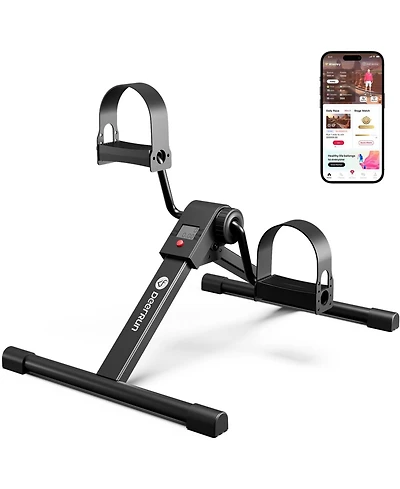 DeerRun Under Desk Bike Portable peddler with adjustable resistance for arm/leg workouts. Features an Lcd monitor, calorie tracker, and folding desig